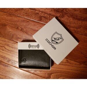 Wallet for Men Trifold Real Leather RFID Blocking Credit Card Case with Window